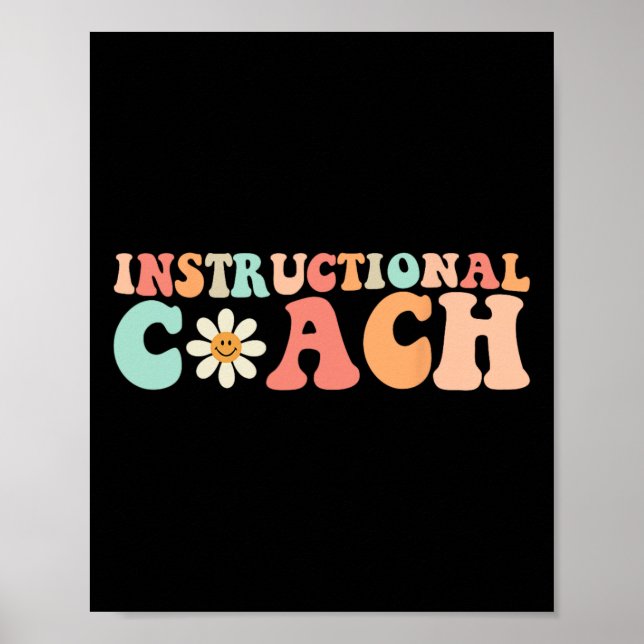 Cute Groovy Instructional Coach Crew Retro Back to Poster (Front)