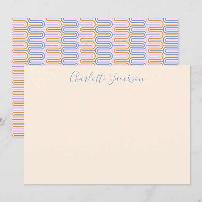 Cute Groovy Lavender Geometric Art Personalised Card (Front/Back)