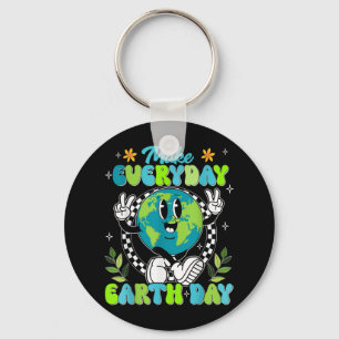 Cute Groovy Make Everyday Earth Day Clroom Teacher Key Ring