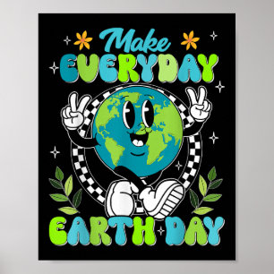 Cute Groovy Make Everyday Earth Day Clroom Teacher Poster
