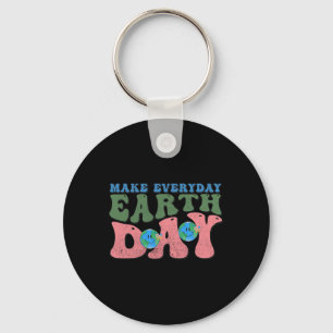 Cute Groovy Make Everyday Earth Day Save Environme Key Ring