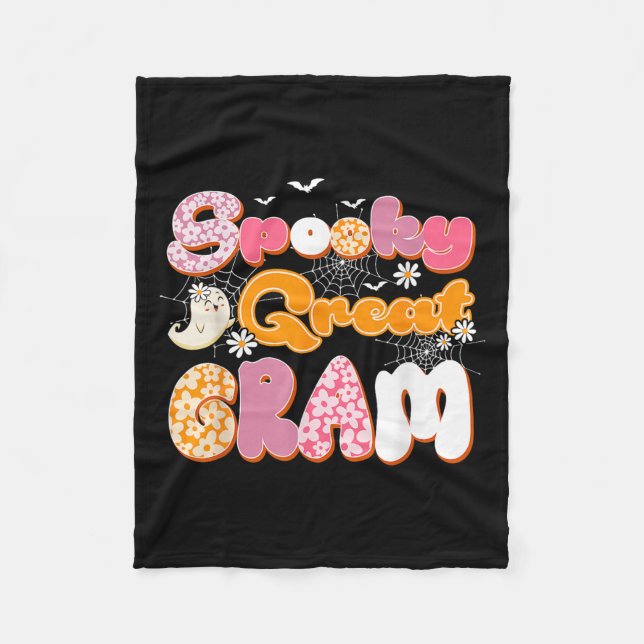 Cute Groovy One Spooky Great Gram Ghost Halloween  Fleece Blanket (Front)