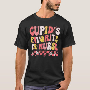 Cute Groovy Retro Cupid's Favourite ER Nurse Valen T-Shirt