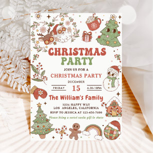 Cute Groovy Santa Christmas Party Invitation