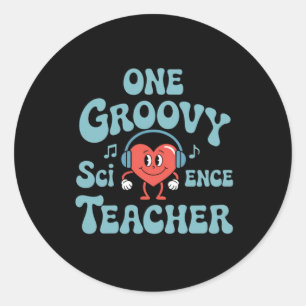 Cute Groovy Science Teacher Appreciation Back To Classic Round Sticker