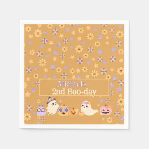 Cute Groovy Spooky Ghost Halloween Birthday Napkin
