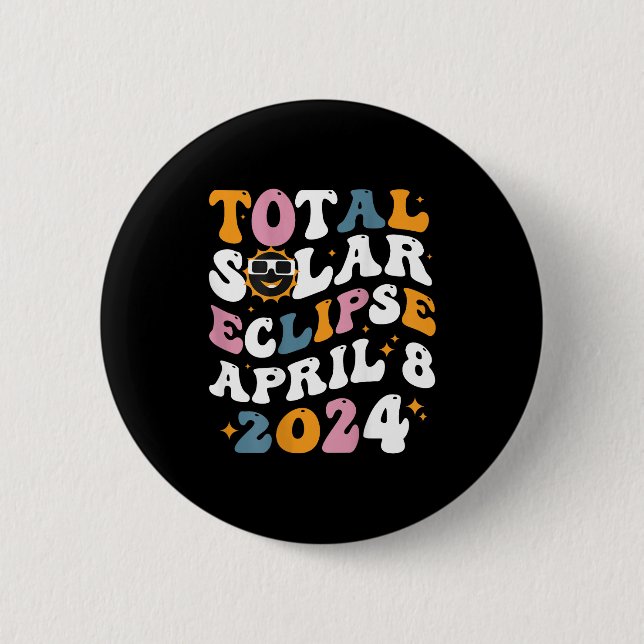 Cute Groovy Total Solar Eclipse Solar 6 Cm Round Badge (Front)