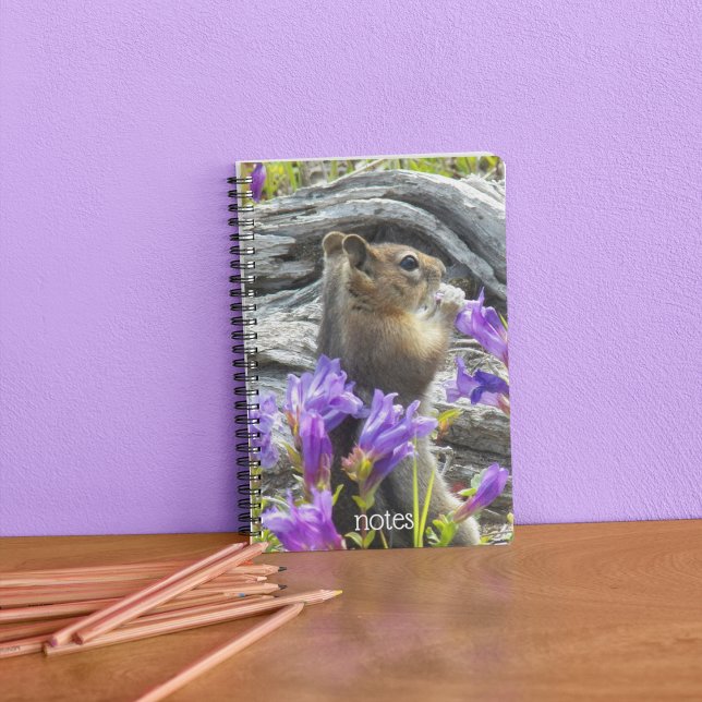 Cute Ground Squirrel and Wildflowers Nature Photo Notebook (In Situ)
