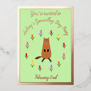 Cute Groundhog and Tulip Flowers Custom