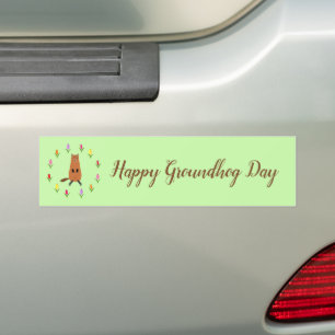 Cute Groundhog and Tulip Flowers Custom Bumper Sticker