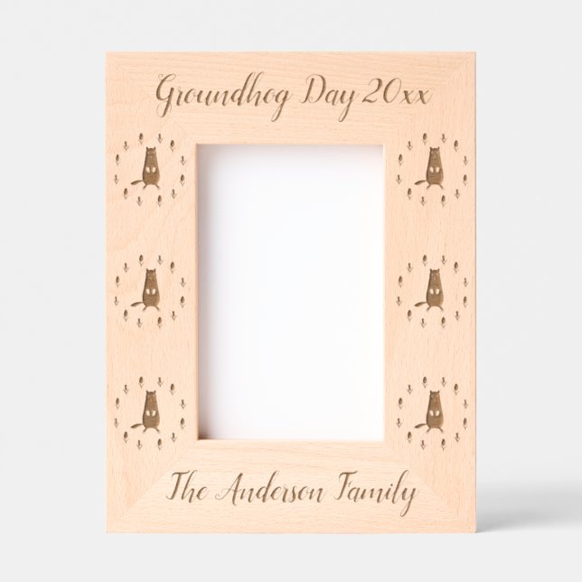 Cute Groundhog and Tulip Flowers Custom Etched Frames (Front)