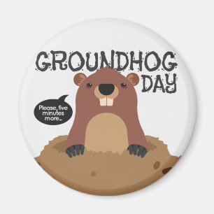 Cute groundhog day cartoon illustration magnet