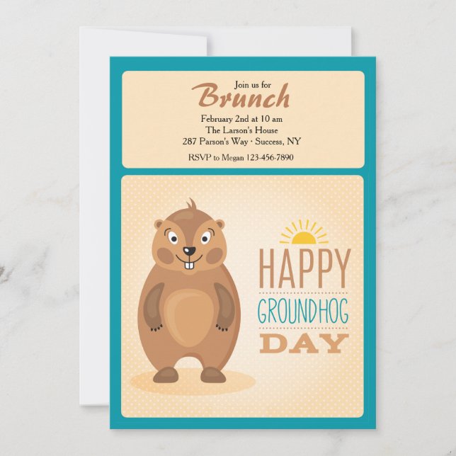 Cute Groundhog Day Invitation (Front)
