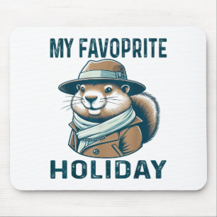 Cute Groundhog Holiday Ground Hog Mens & Women Mouse Pad