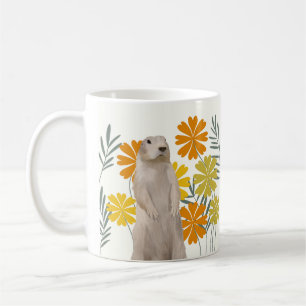 Cute Groundhog With Cheerful Flowers Coffee Mug