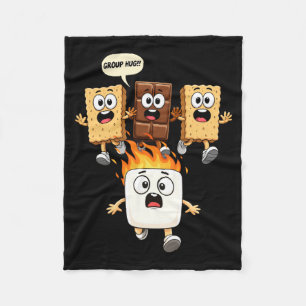 Cute Group Hug Marshmallow Campfire Smores Funny Fleece Blanket