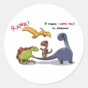 Cute Group of Dinosaurs Rawr Means We love you :) Classic Round Sticker