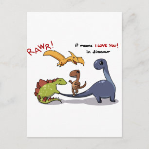 Cute Group of Dinosaurs Rawr Means We love you :) Postcard