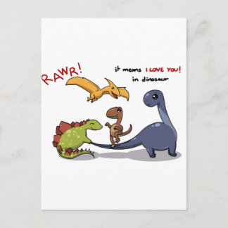 Cute Group of Dinosaurs Rawr Means We love you :) Postcard