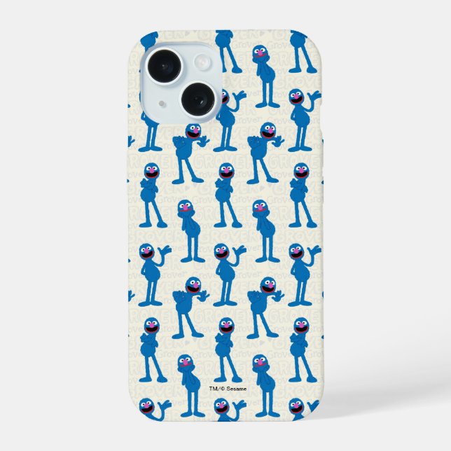Cute Grover Pattern iPhone 15 Case (Back)