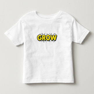 Cute "GROW" Retro Bubble Font with Leaves and Star Toddler T-Shirt