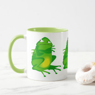 CUTE GRUMPY GREEN FROG MUG
