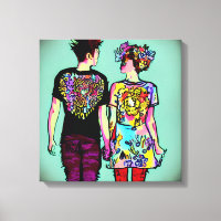 Cute Grunge Punk Rock Couple Holding Hands AI Art
