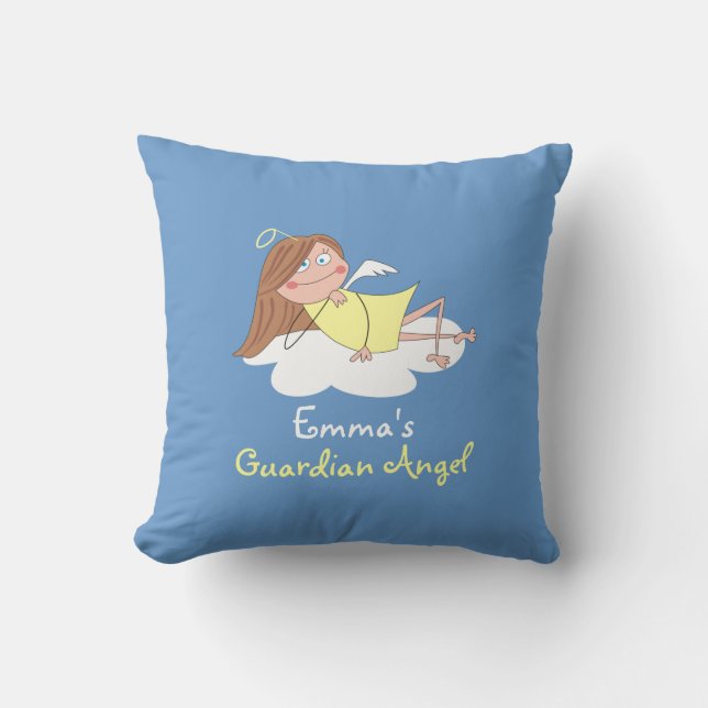 Cute Guardian Angel Personalised Kids Pillows (Front)