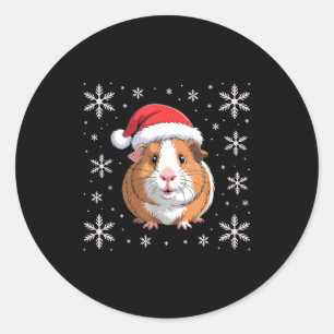Cute Guinea G Wearing Santa Hat Christmas  Classic Round Sticker
