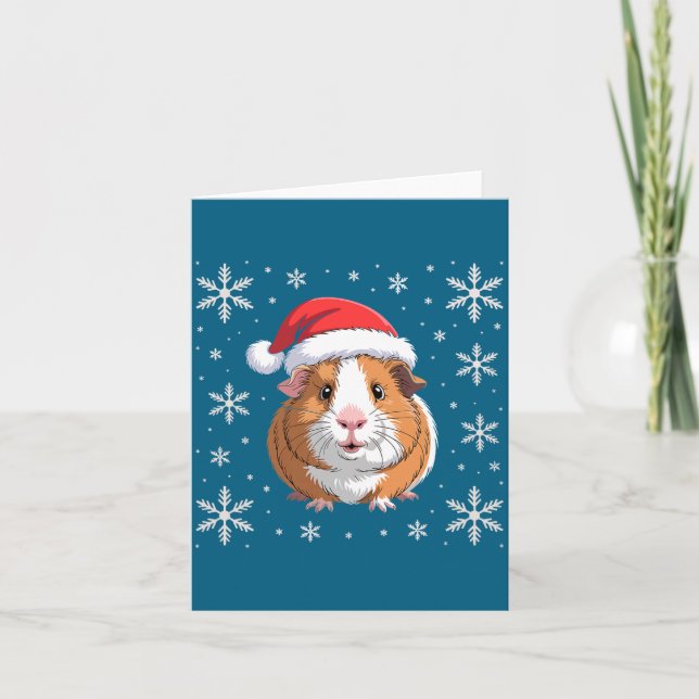 Cute Guinea G Wearing Santa Hat Christmas Premium  Card (Front)