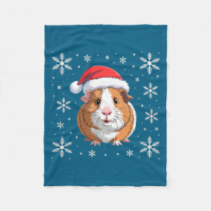Cute Guinea G Wearing Santa Hat Christmas Premium  Fleece Blanket