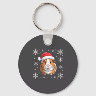 Cute Guinea G Wearing Santa Hat Christmas Premium  Key Ring