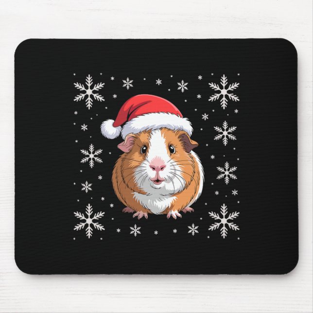 Cute Guinea G Wearing Santa Hat Christmas Premium  Mouse Pad (Front)