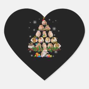 Cute Guinea Hamster Pigs Christmas Tree Pet Lover Heart Sticker