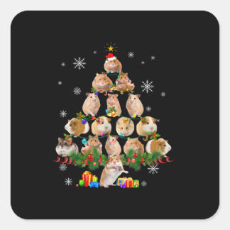 Cute Guinea Hamster Pigs Christmas Tree Pet Lover Square Sticker