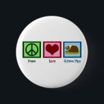 Cute Guinea Pig 6 Cm Round Badge<br><div class="desc">Peace Love Guinea Pigs. A pretty peace sign,  heart,  and a cute guinea pig pet.</div>