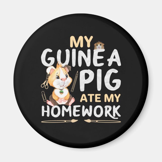 Cute Guinea Pig Ate My Homework Magnet (Front)