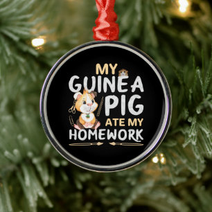 Cute Guinea Pig Ate My Homework Metal Ornament