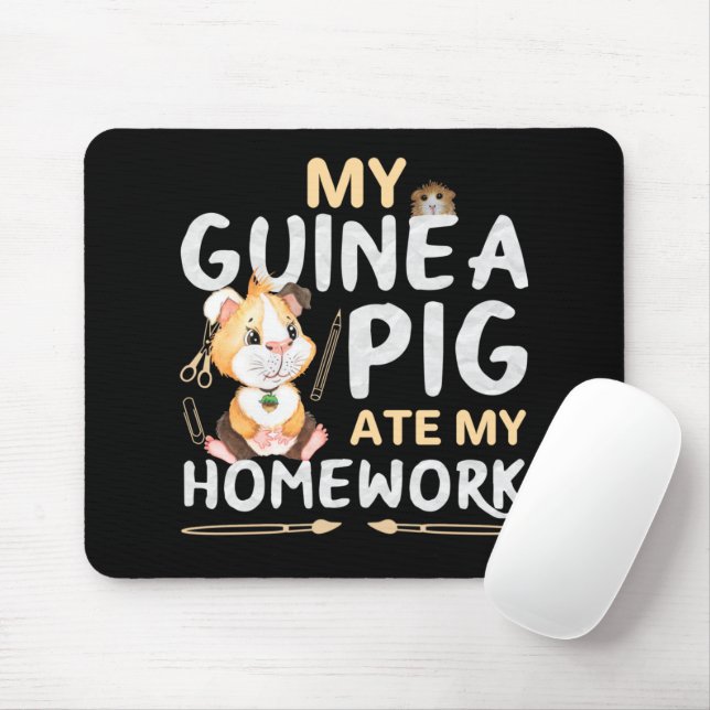 Cute Guinea Pig Ate My Homework Mouse Pad (With Mouse)