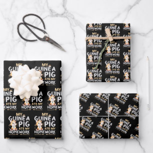 Cute Guinea Pig Ate My Homework Wrapping Paper Sheet