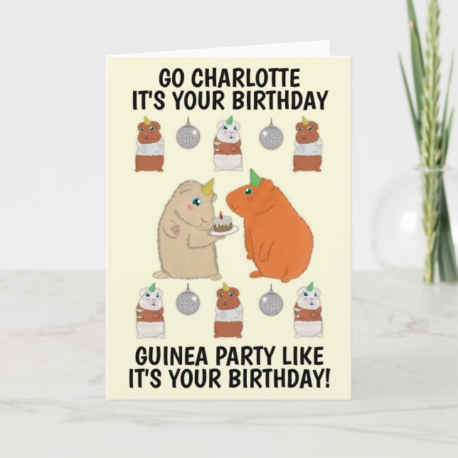 Cute Guinea Pig Birthday Card (Front)
