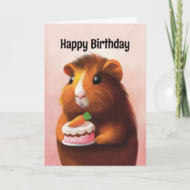 Cute Guinea Pig Birthday Thank You Card (Front)