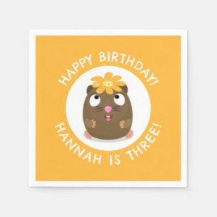 Cute guinea pig cartoon personalised birthday napkin