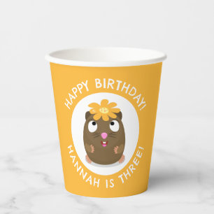 Cute guinea pig cartoon personalised birthday paper cups
