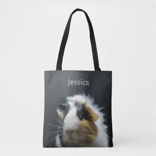 Cute Guinea Pig Chalkboard Personalised Tote Bag (Front)