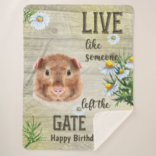 Cute Guinea pig Country Style Positive Quote Sherpa Blanket