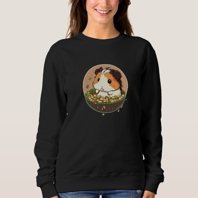 Cute Guinea Pig Devours Tofu Salad Sweatshirt (Front)