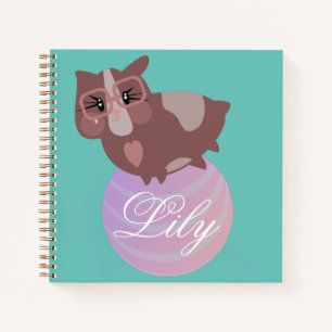 Cute Guinea Pig Fitness Exercise Ball Stars Name Notebook
