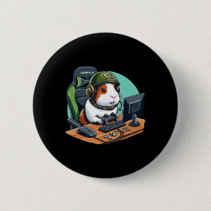 Cute Guinea Pig Gamer Playing Video Game Wildlife 6 Cm Round Badge