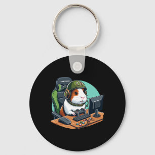 Cute Guinea Pig Gamer Playing Video Game Wildlife Key Ring